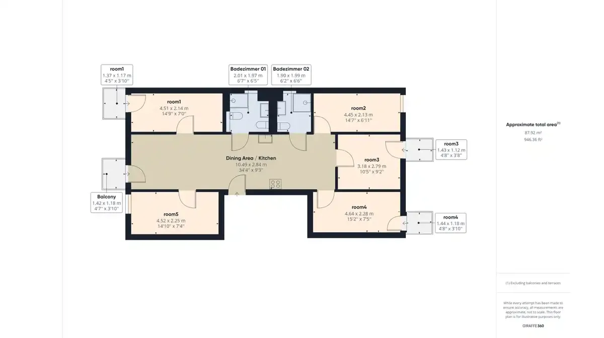 Fully furnished private room with balcony for a female in a 5 people shared mixed apartment Berlin 6